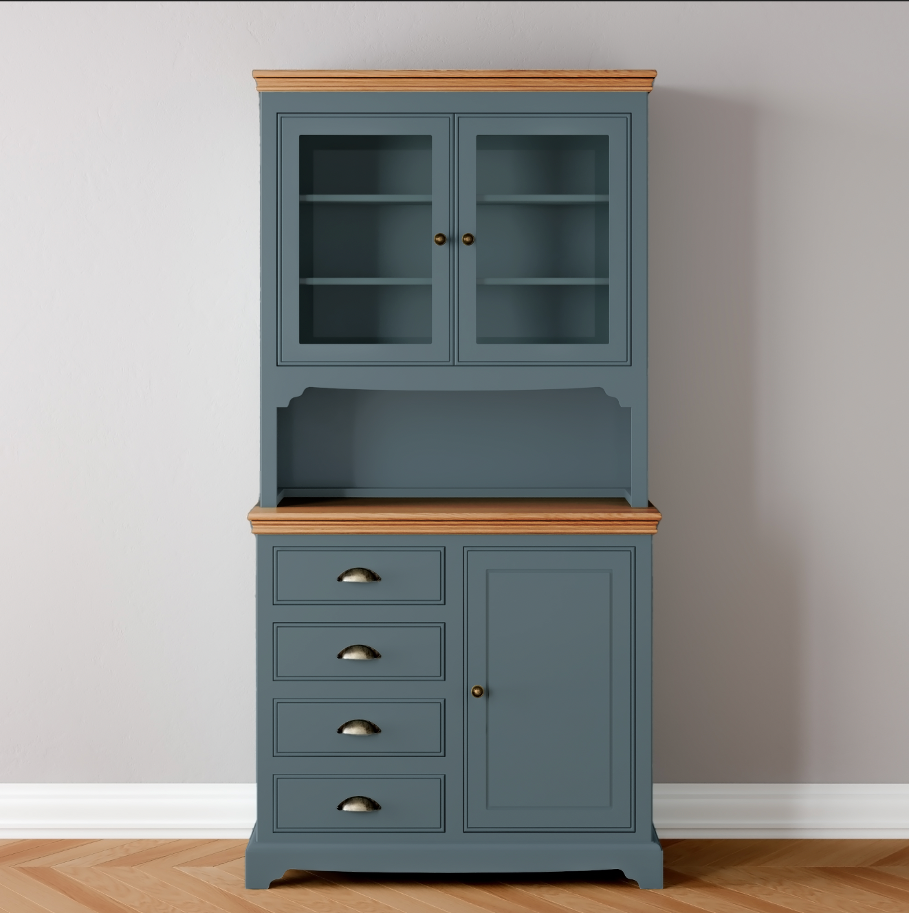 1 Door 4 Drawer Glazed Dresser