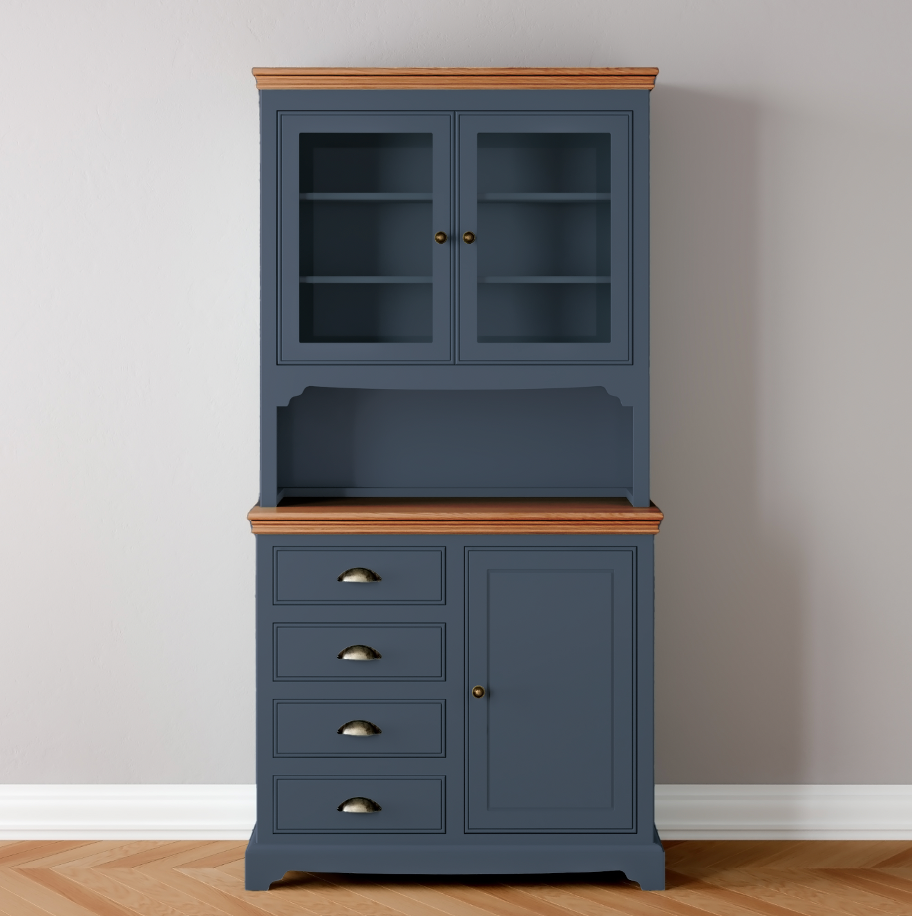 1 Door 4 Drawer Glazed Dresser