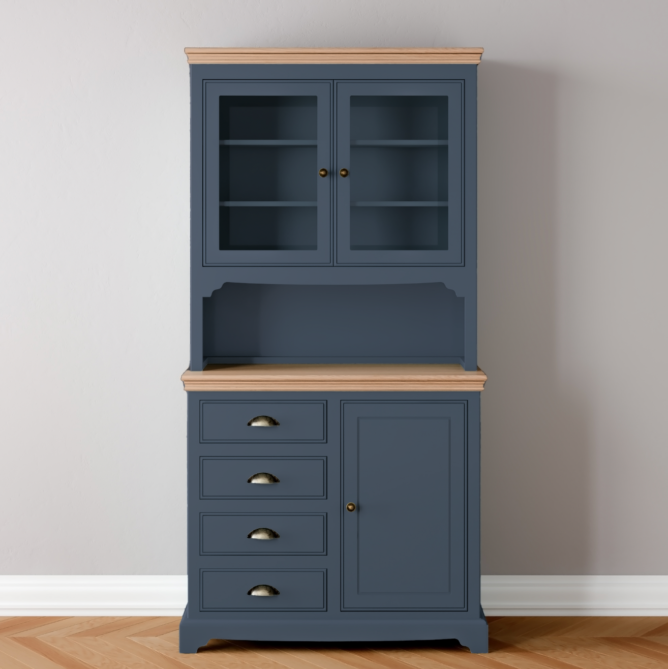 1 Door 4 Drawer Glazed Dresser