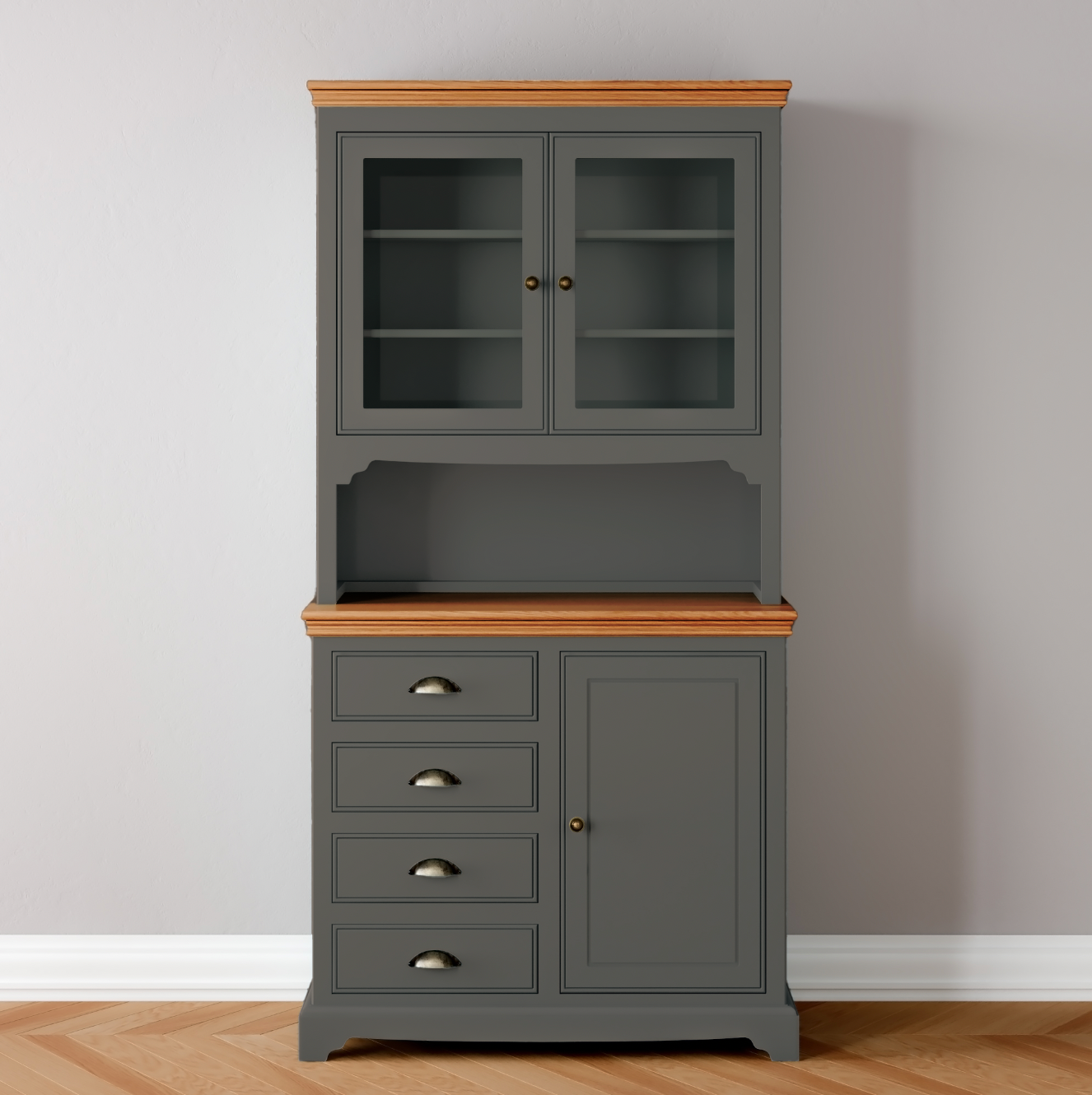 1 Door 4 Drawer Glazed Dresser