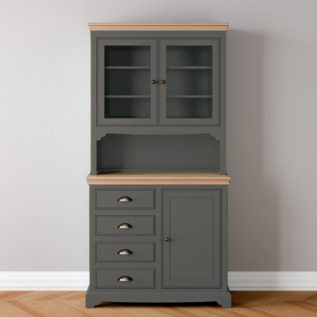 1 Door 4 Drawer Glazed Dresser