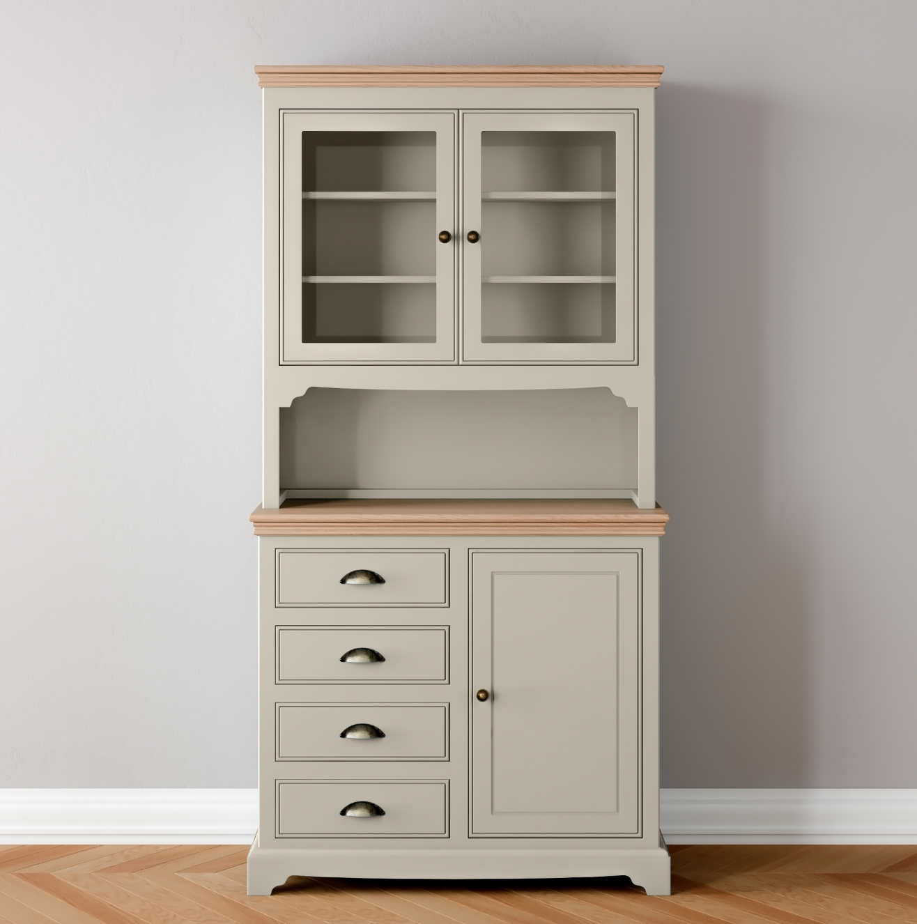 1 Door 4 Drawer Glazed Dresser