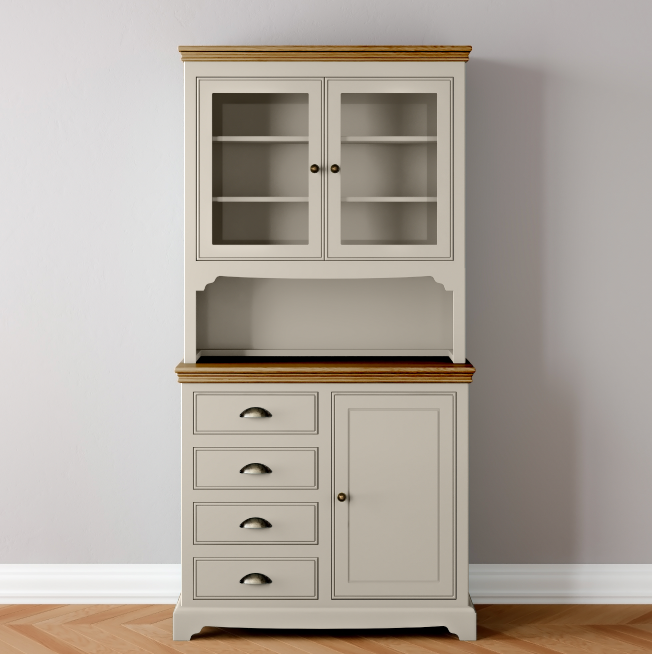 1 Door 4 Drawer Glazed Dresser