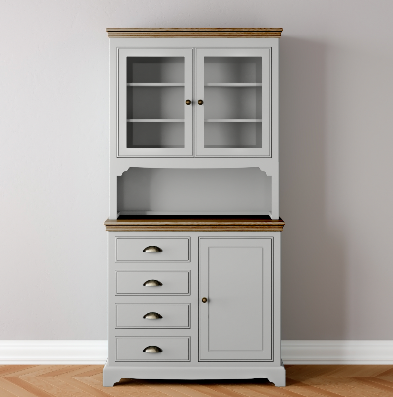 1 Door 4 Drawer Glazed Dresser