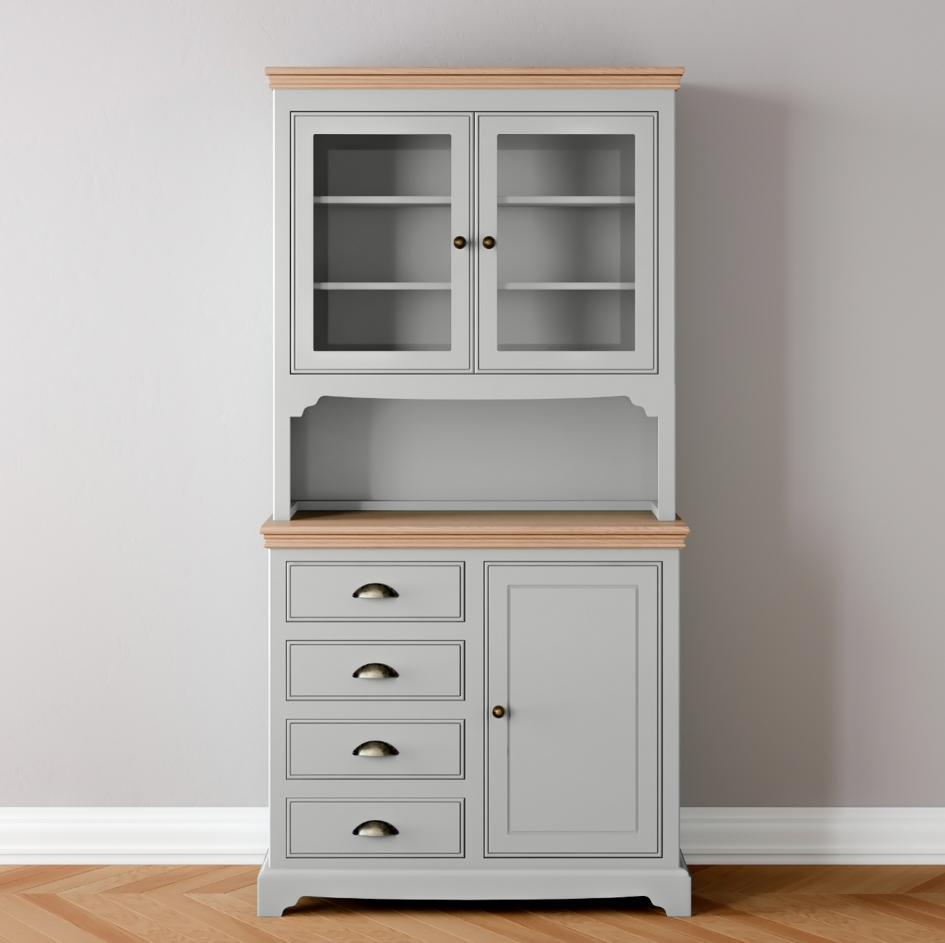 1 Door 4 Drawer Glazed Dresser