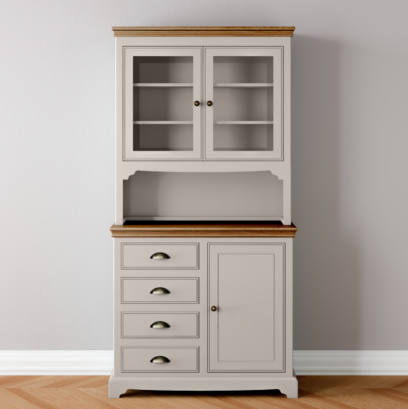 1 Door 4 Drawer Glazed Dresser