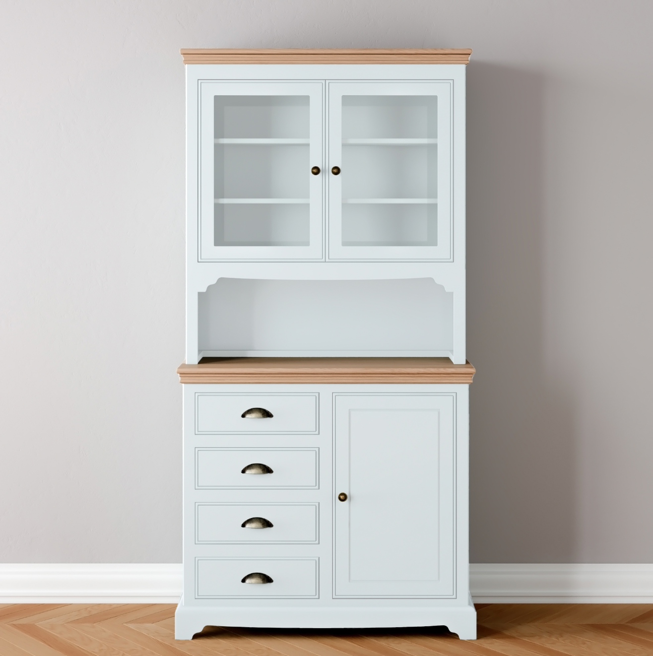 1 Door 4 Drawer Glazed Dresser