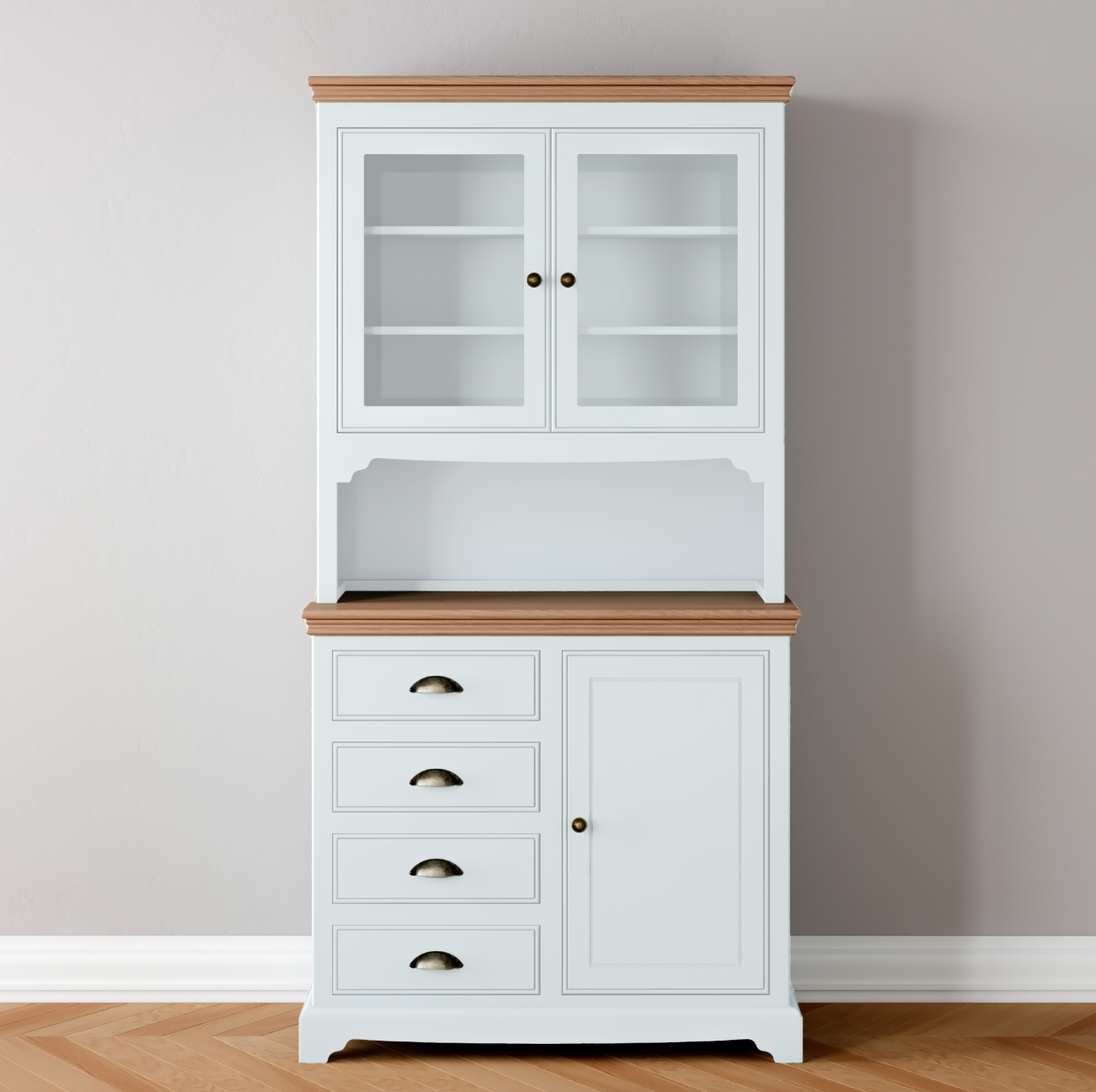 1 Door 4 Drawer Glazed Dresser