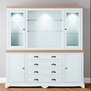 Extra Wide Centre Drawer Glazed door Dresser with light pack