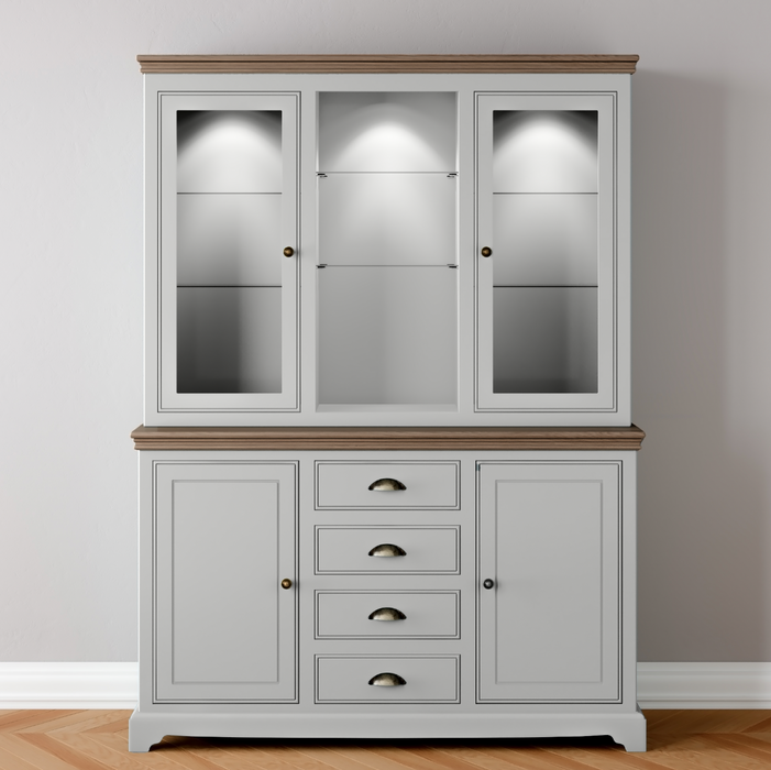 Medium Glazed Dresser with Centre Drawers