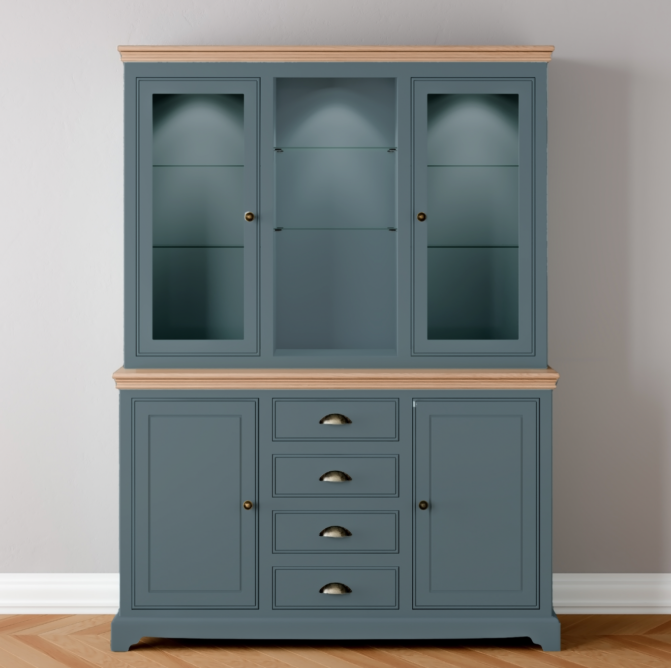 Medium Glazed Dresser with Centre Drawers