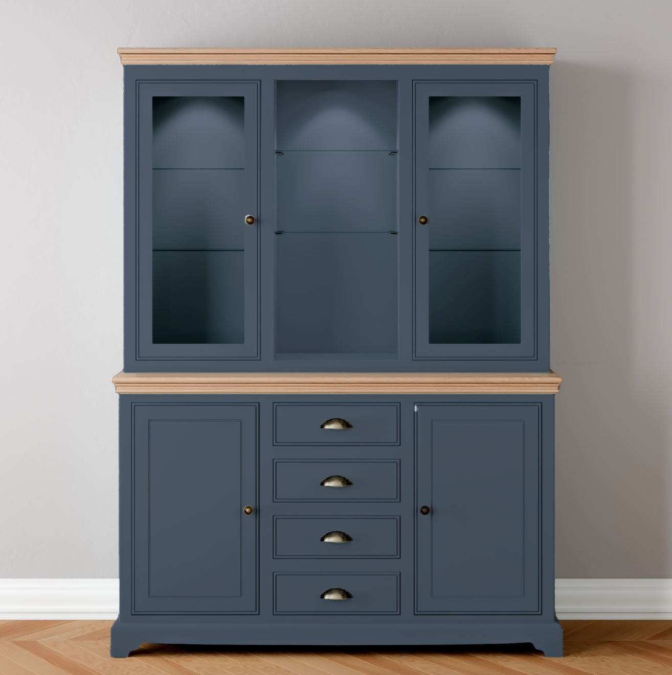 Medium Glazed Dresser with Centre Drawers