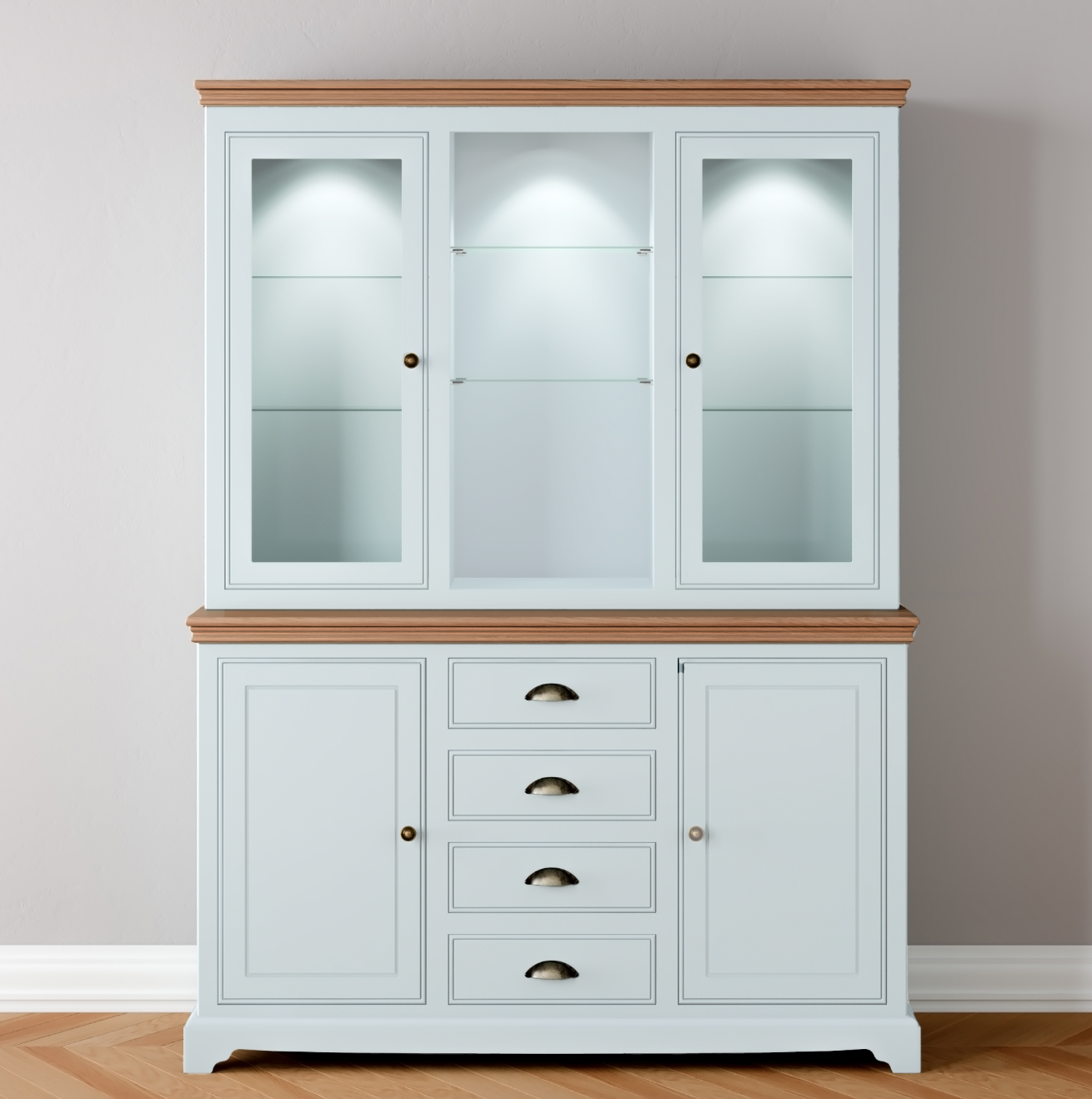 Medium Glazed Dresser with Centre Drawers