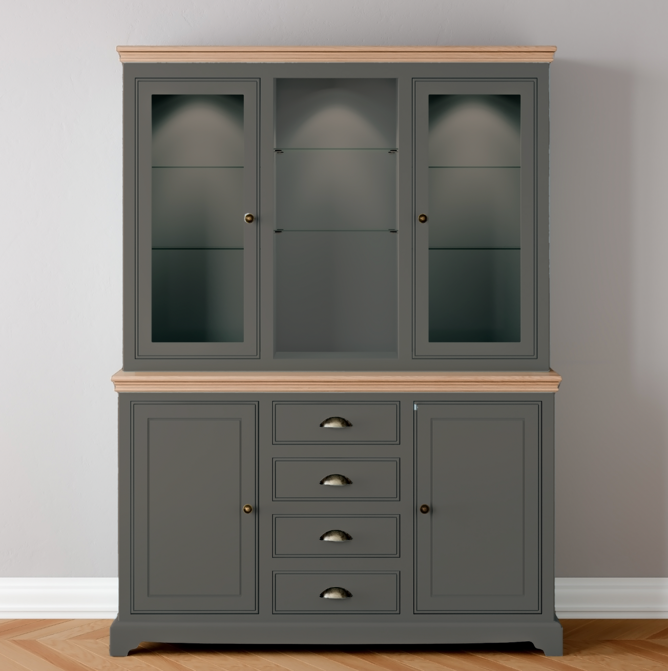 Medium Glazed Dresser with Centre Drawers