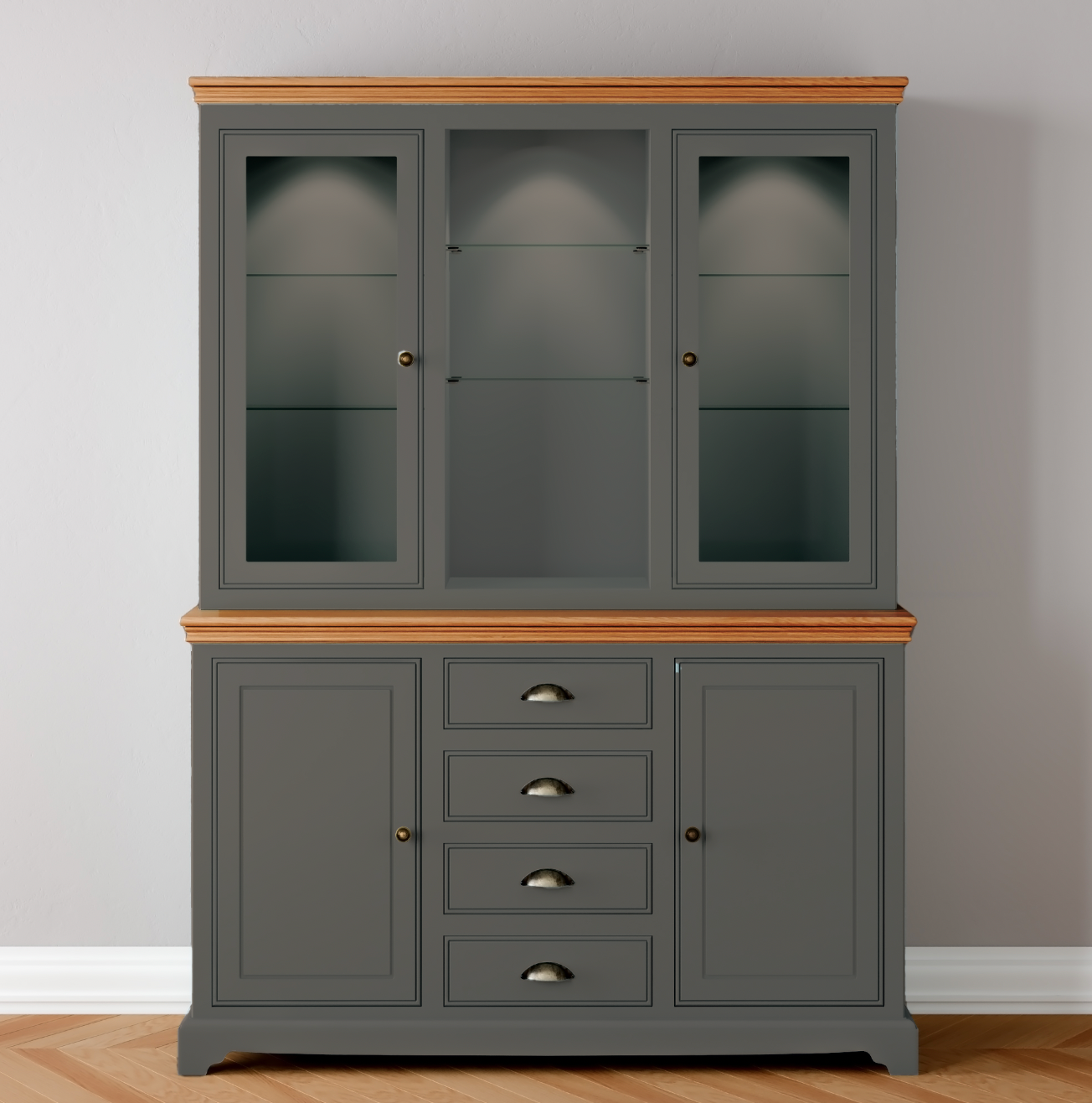 Medium Glazed Dresser with Centre Drawers