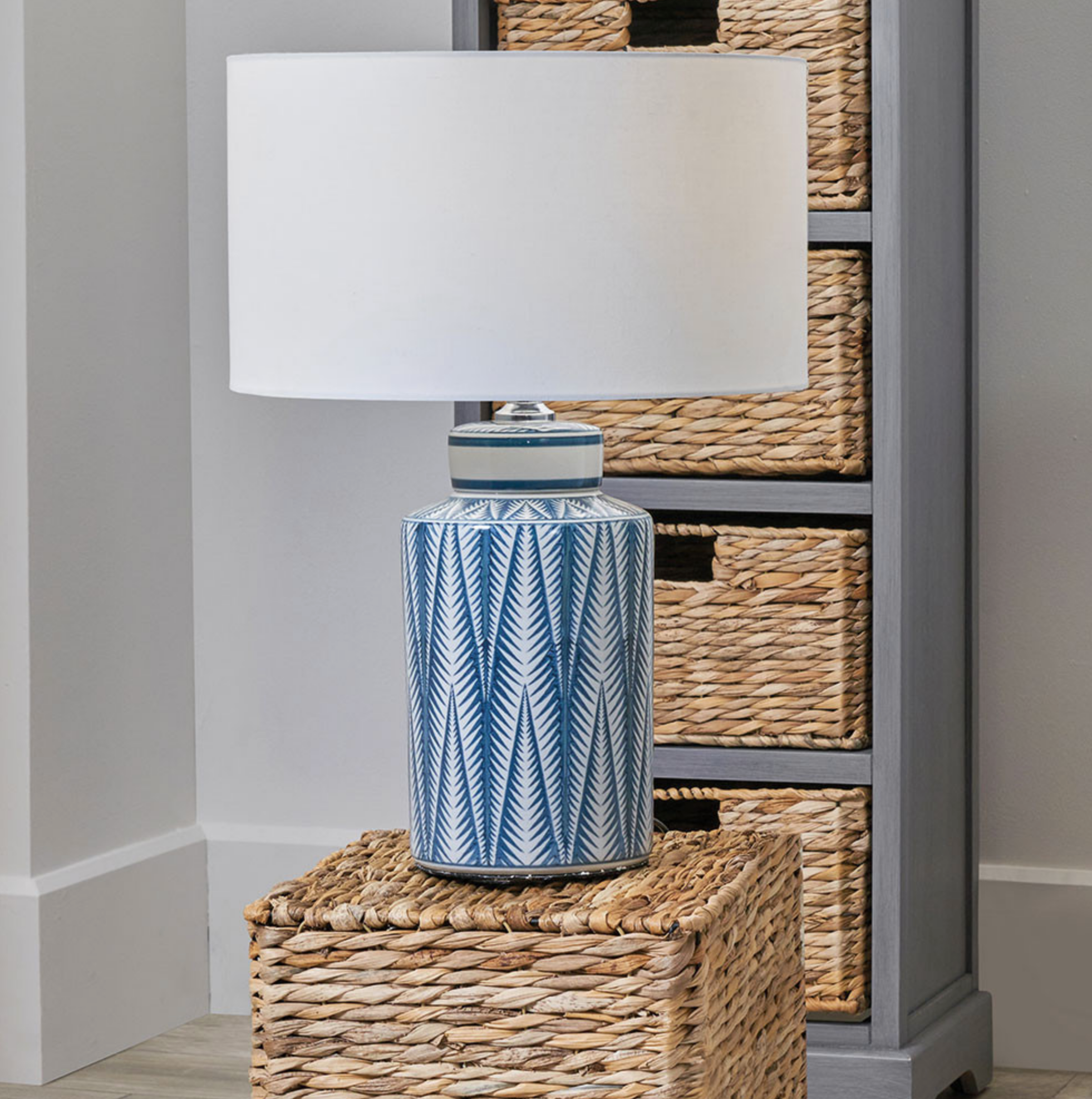 Samara Blue and White Aztec Pattern Ceramic Table Lamp