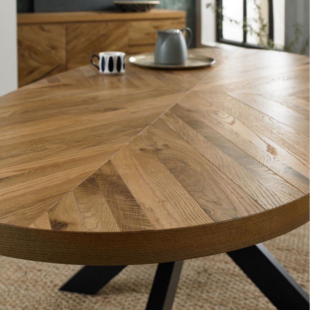 Ellipse Rustic Oak 8 Seater Dining Table