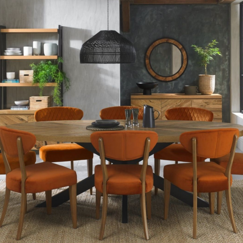 Ellipse Rustic Oak 8 Seater Dining Table