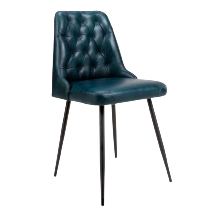 Full Leather Blue Dining Chairs