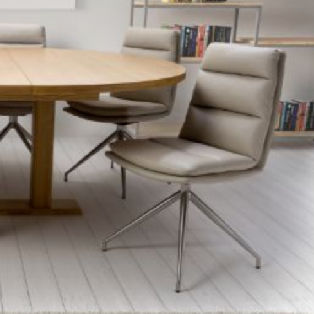 Nobo Swivel Chair Taupe – Brushed Steel Legs