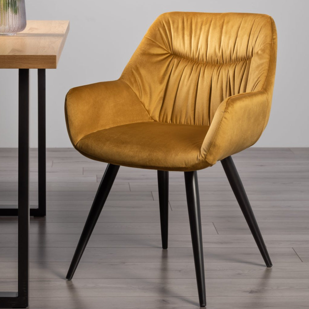 Dali - Velvet Fabric Chairs with Sand Black Powder Coated Legs (3 Colour options)