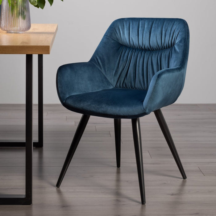 Dali - Velvet Fabric Chairs with Sand Black Powder Coated Legs (3 Colour options)