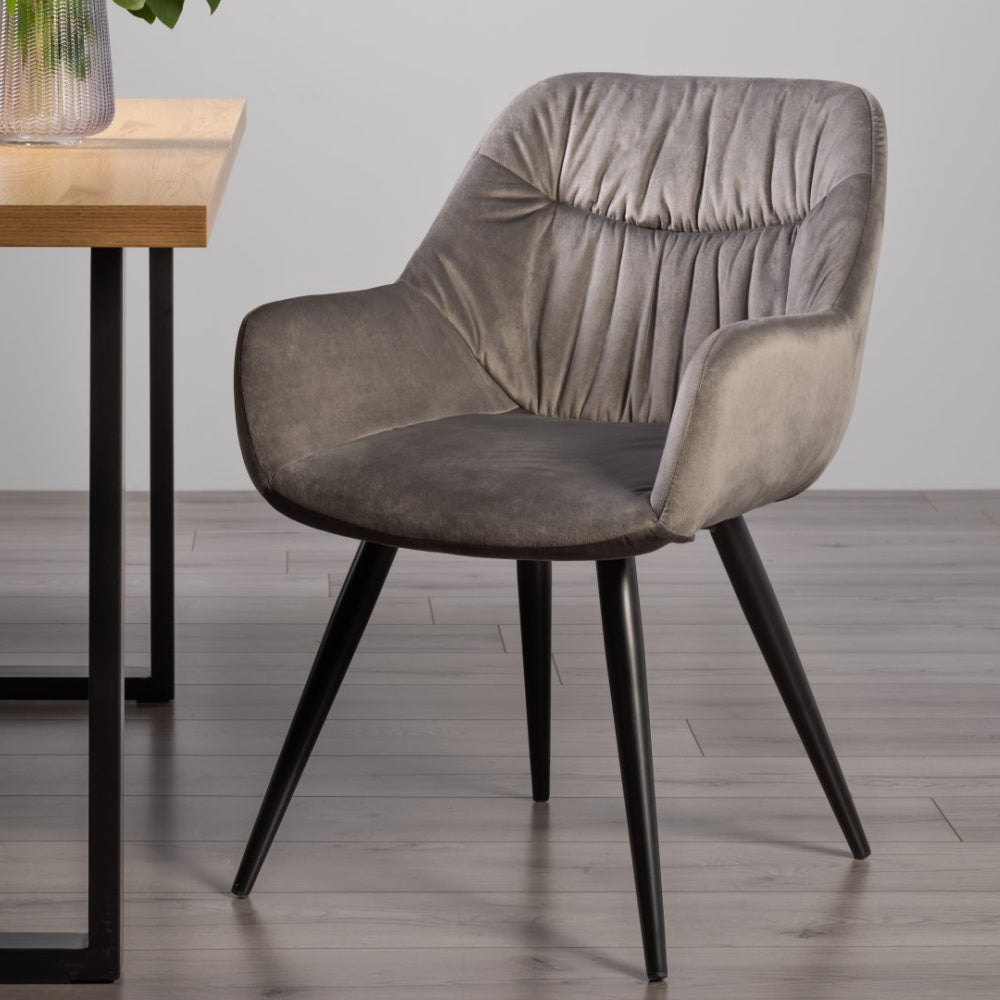Dali - Velvet Fabric Chairs with Sand Black Powder Coated Legs (3 Colour options)