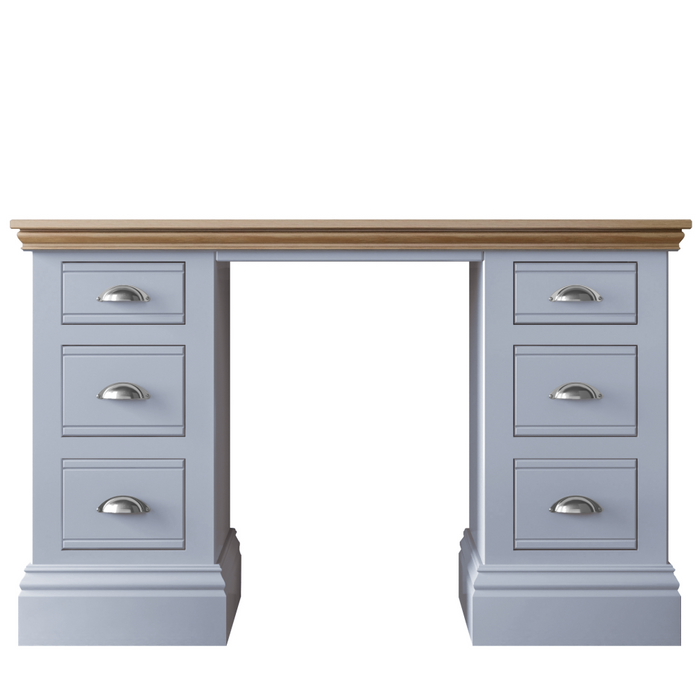 New England Painted Double Pedestal Dressing Table