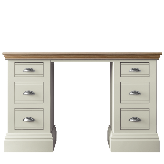 New England Painted Double Pedestal Dressing Table
