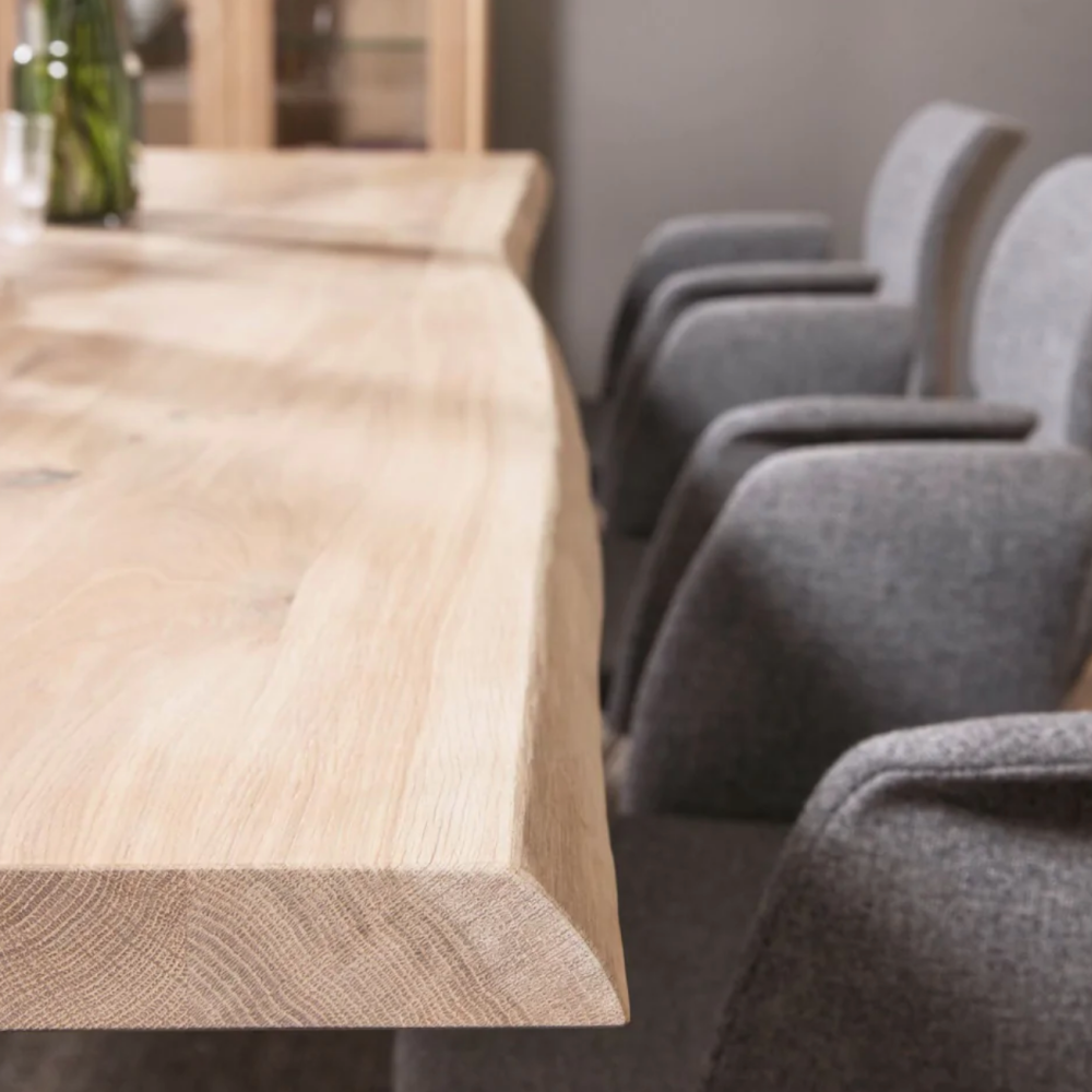 Kristensen Elegant Oak Tables with Steel Buck Legs