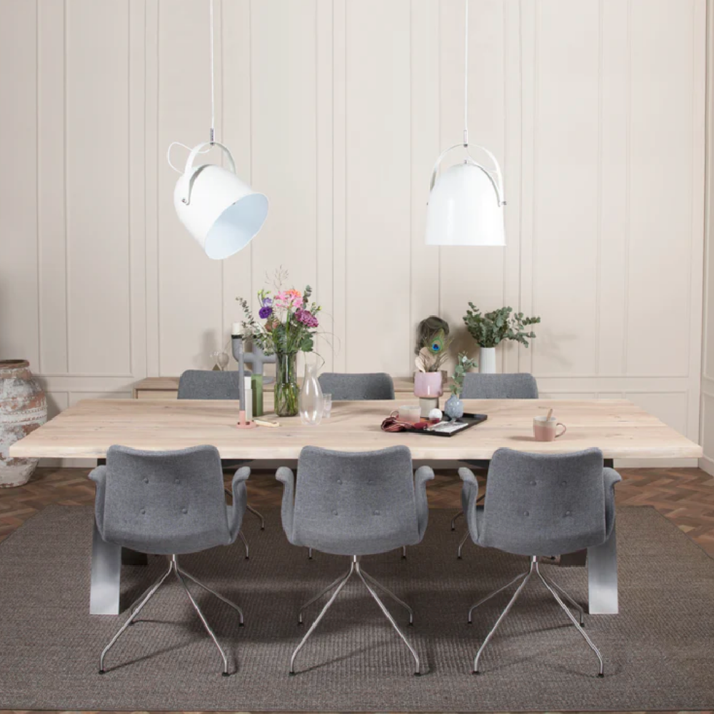 Kristensen Elegant Oak Tables with Steel Buck Legs