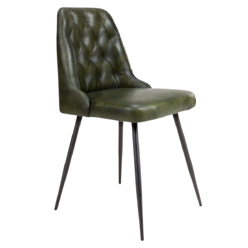 Full Leather Green Dining Chairs