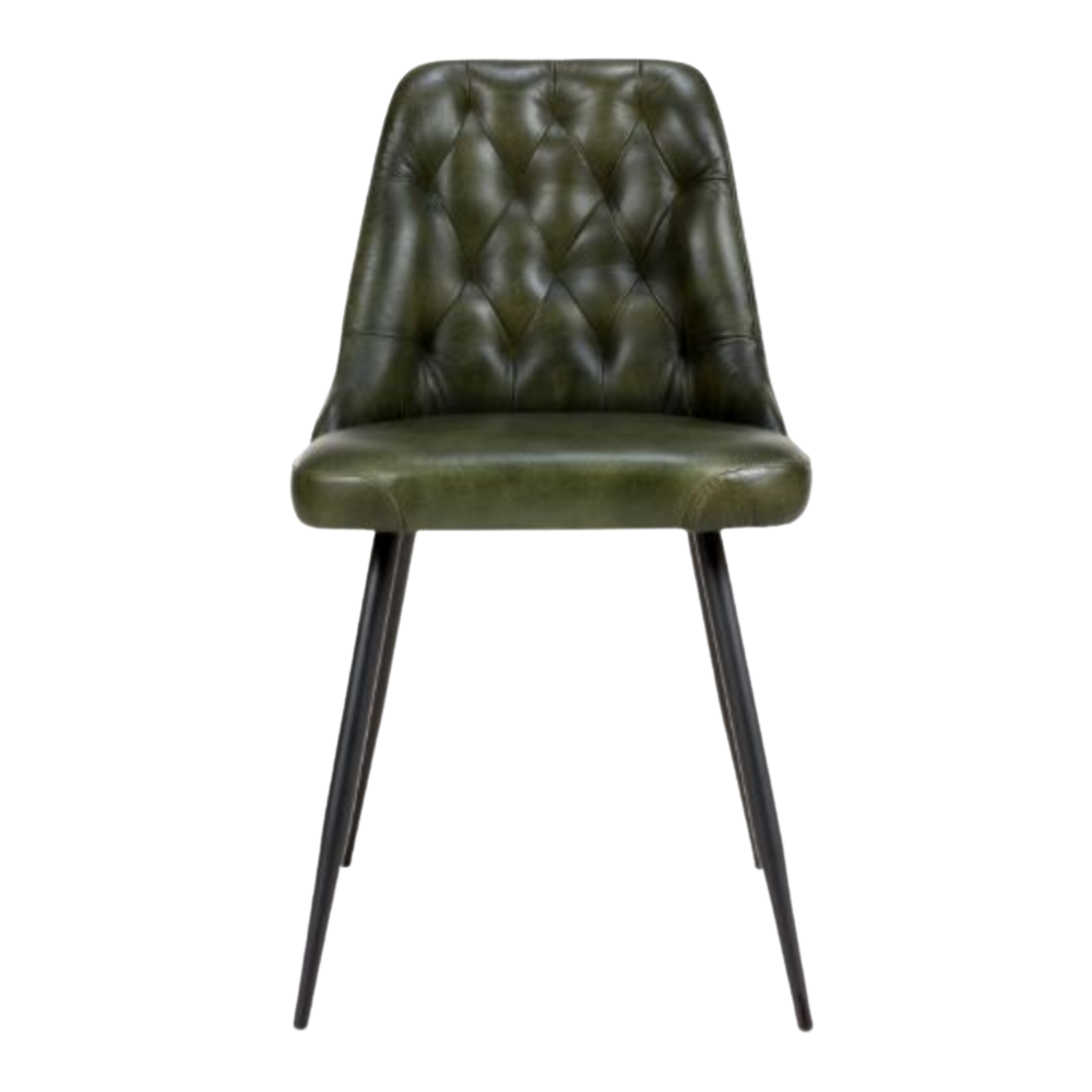 Full Leather Green Dining Chairs