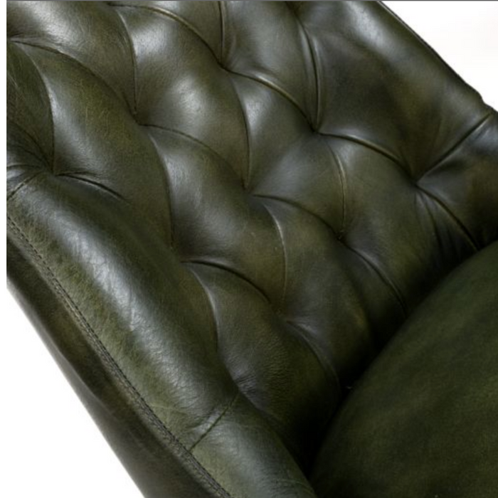 Full Leather Green Dining Chairs
