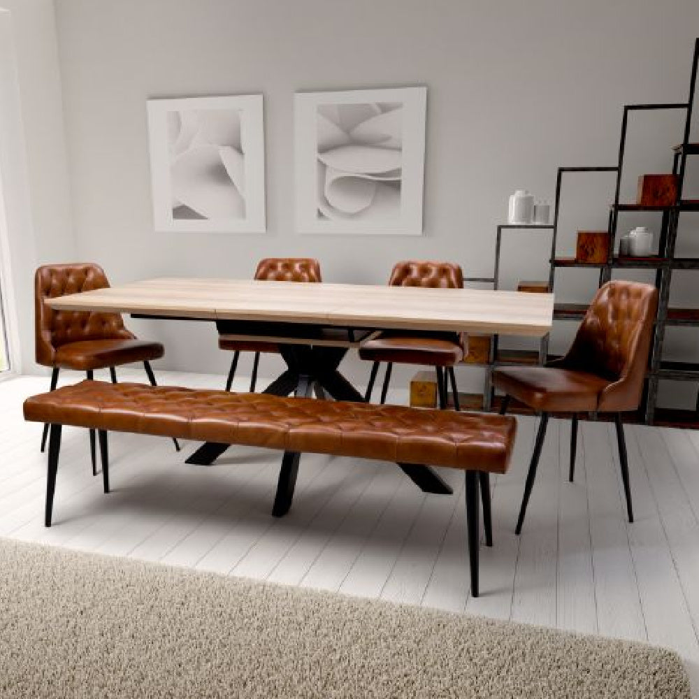 Leather tan Dining Bench — hopofurniture