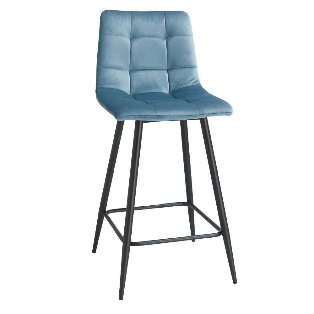 Mondrian Velvet Fabric Bar Stool with Sand Black Powder Coated Legs (4 Colour options)