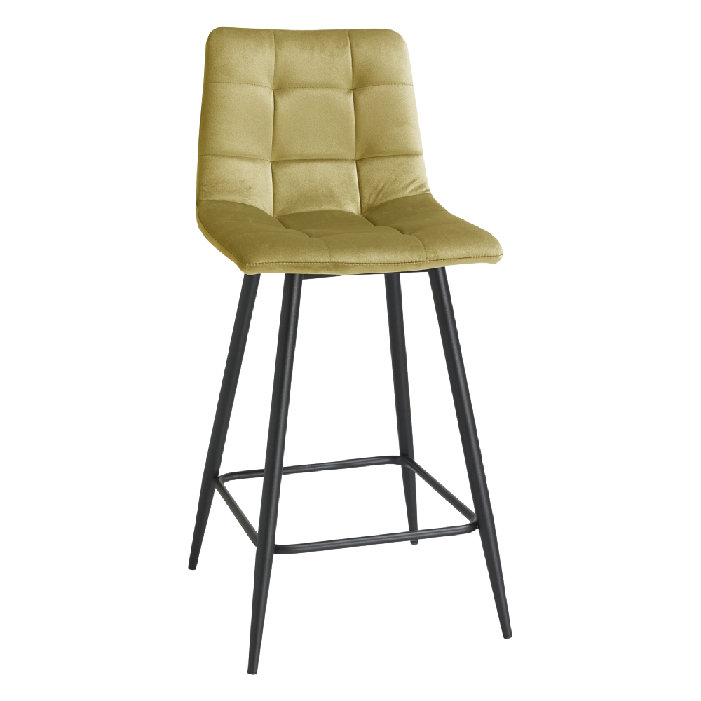 Mondrian Velvet Fabric Bar Stool with Sand Black Powder Coated Legs (4 Colour options)