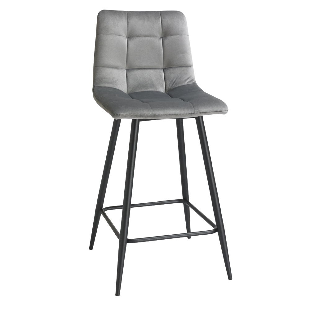 Mondrian Velvet Fabric Bar Stool with Sand Black Powder Coated Legs (4 Colour options)