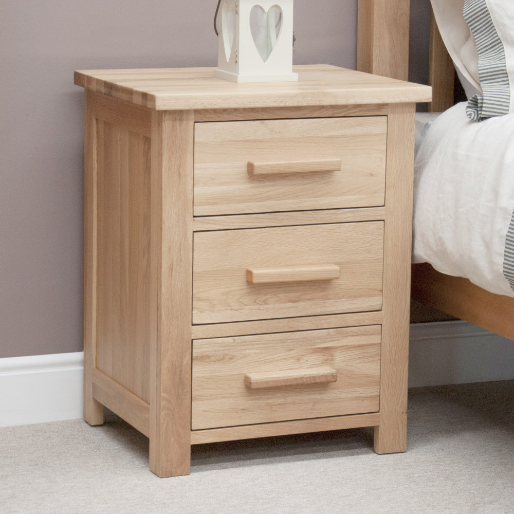 Opus Soild oak 3 Drawer bedside