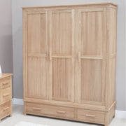 Opus Solid Oak triple Wardrobe With Drawers
