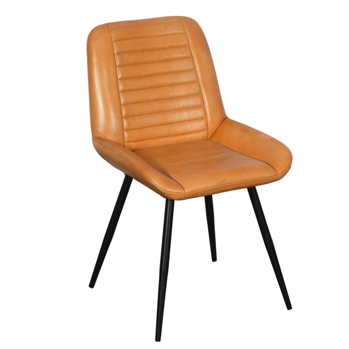 Theo Mustard Leather and Iron Dining Chair