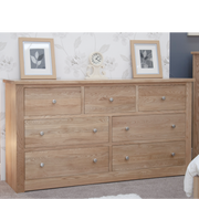 Torino Solid Oak 7 Drawer Extra  Wide Chest