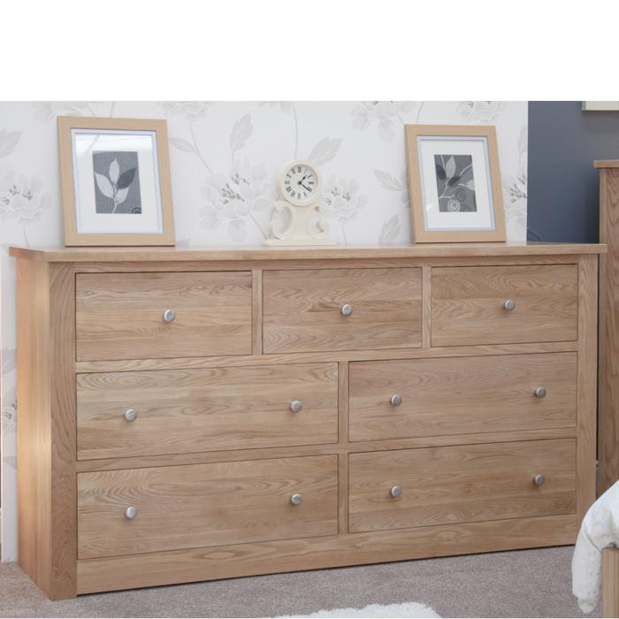 Torino Solid Oak 7 Drawer Extra  Wide Chest