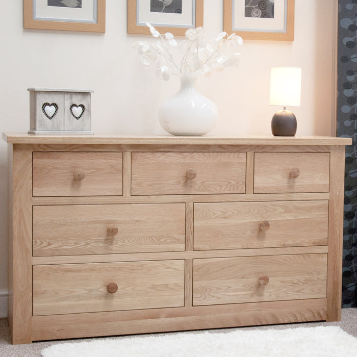 Torino Solid Oak 7 Drawer Wide Chest